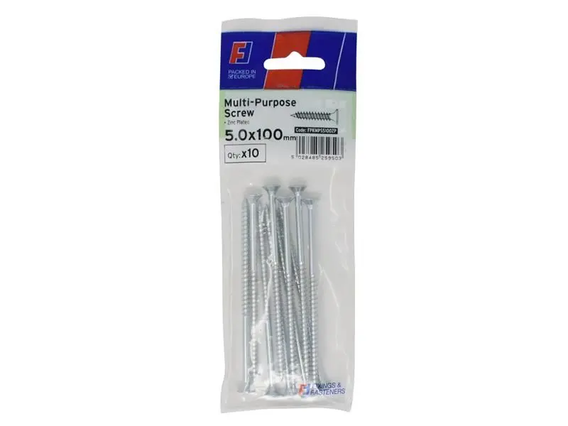 ForgeFix ברגי Pozi CSK ST ZP 5.0 x 100 מ״מ, חבילת 10