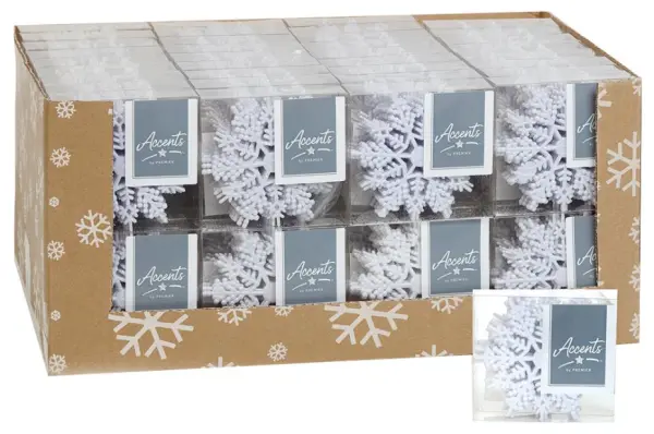 RARAION Bílé třpytivé vánoční vločky, balení 10 ks, 10x10 cm