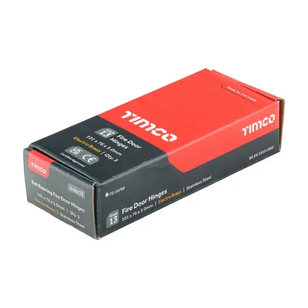 Charnière de porte coupe-feu Timco Grade 13 – Acier inoxydable, 30/60 min