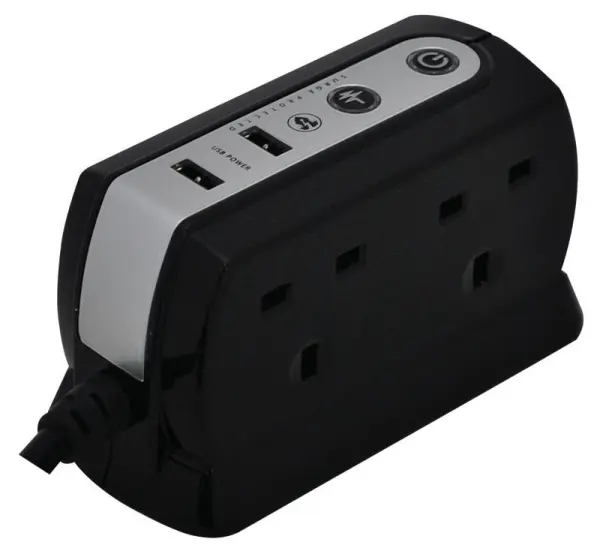 Masterplug 4-Way Surge Protected Extension Lead with 2 USB Ports, 2m