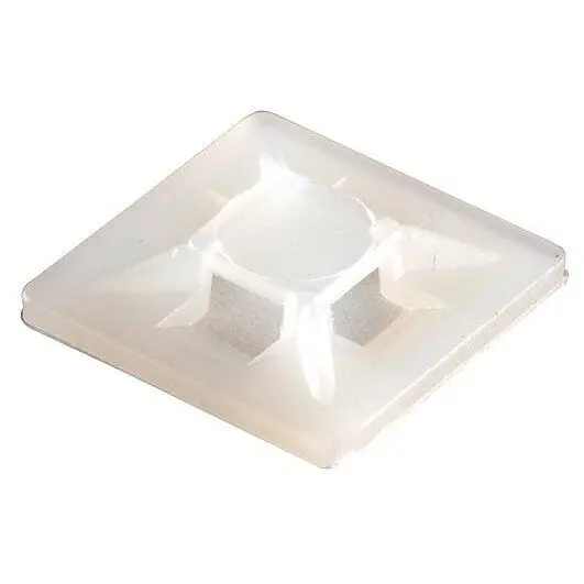 TY-ITS 28x28mm Self-Adhesive Cable Tie Mounts, Natural, Pack of 100
