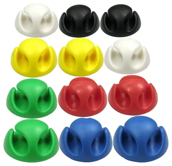 Raraion Double Channel Cable Tidy Mixed Colours Pack of 12