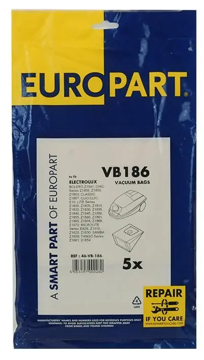 EUROPART Compatible Electrolux Lite Series Vacuum Bags, 5 Pack