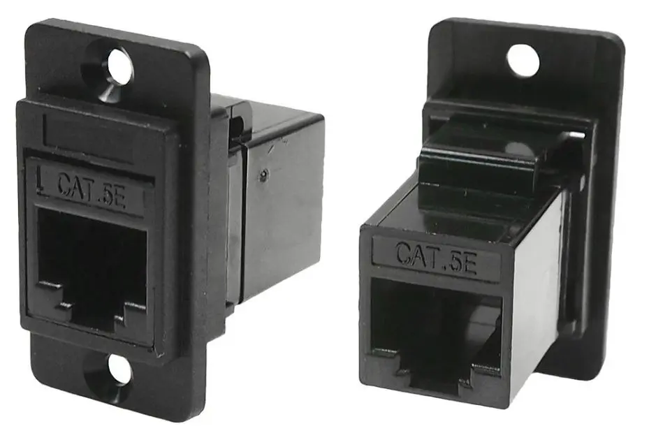 CLIFF Connecteur double RJ45 Cat5e passe-paroi, Noir, Plastique