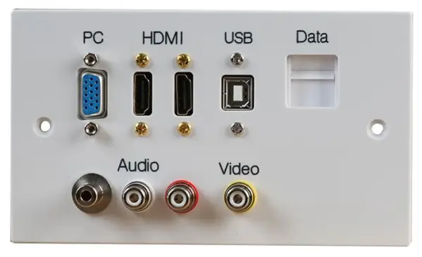 PRO SIGNAL - Plaque murale 2-Gang avec ports HDMI, VGA, USB B, AV et RJ45