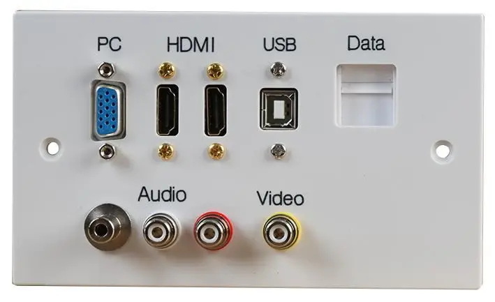 Pro Signal 2-Gang HDMI Stěnová lišta s VGA, USB B, AV a RJ45 porty