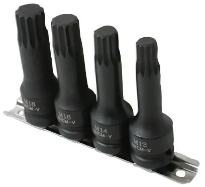 LASER Impact Spline Screwdriver Bit Set, 4 Piece, 76mm