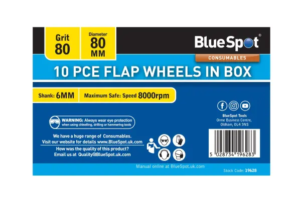 Blue Spot Tools - 10 PCS Roda Flap 80 Grit 80MM (Dengan Kotak)
