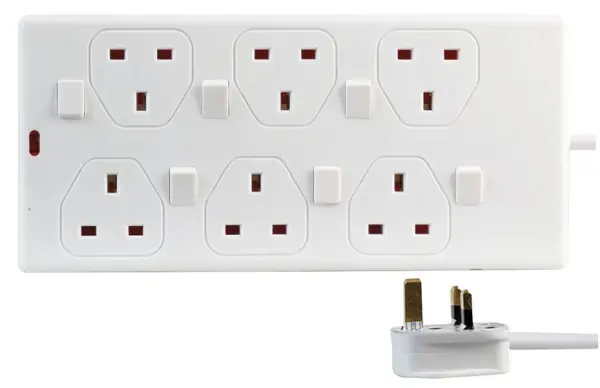 PRO ELEC 6口スイッチ付き延長コード 1m ホワイト