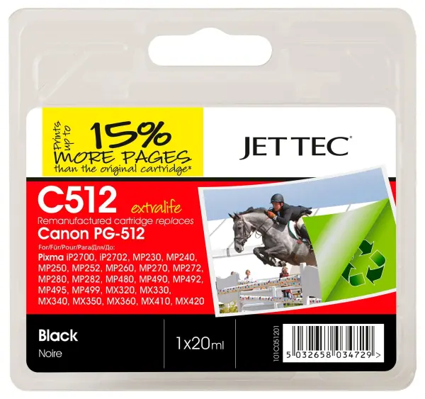 JET TEC C512 Remanufactured Canon Cartridge, Black