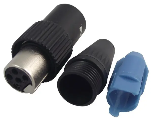 REAN Enchufe Mini-XLR en Línea, Tipo Screwlock, 5 Polos