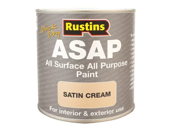 Rustins ASAP Quick-Dry Paint, Cream, Water-Based, 500ml