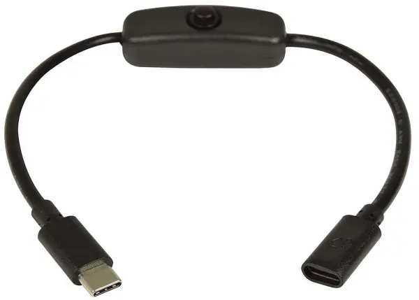 AV:LINK כבל הארכה מזכר לנקבה USB-C עם מתג כיבוי, 0.25 מ', שחור
