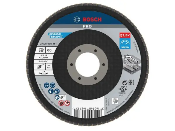 Bosch PRO X571 Flap Disc, Angled, 115x22.23mm, G60