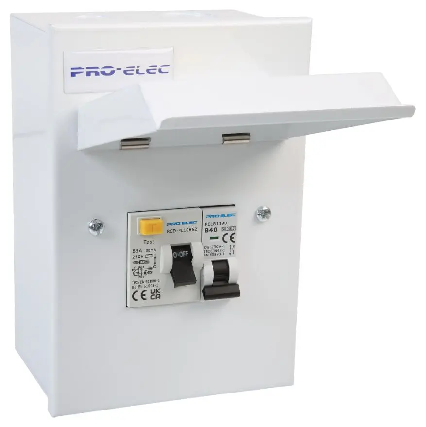 PRO ELEC לוח חשמל מקלחת מתכתי 3 נתיבים, 63A RCD, 40A MCB