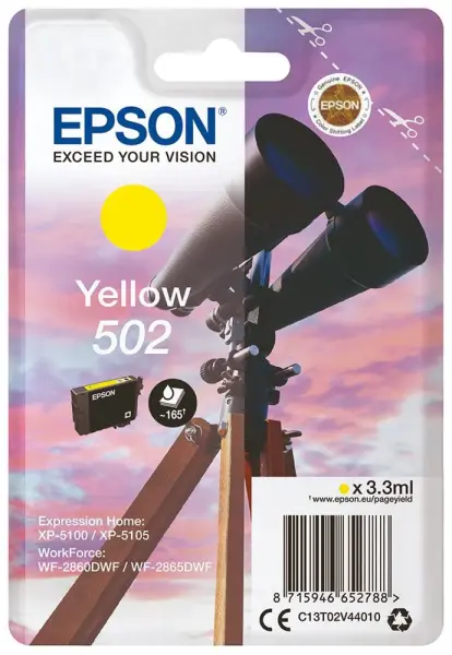 Epson 502 Original Ink Cartridge Yellow T02V4