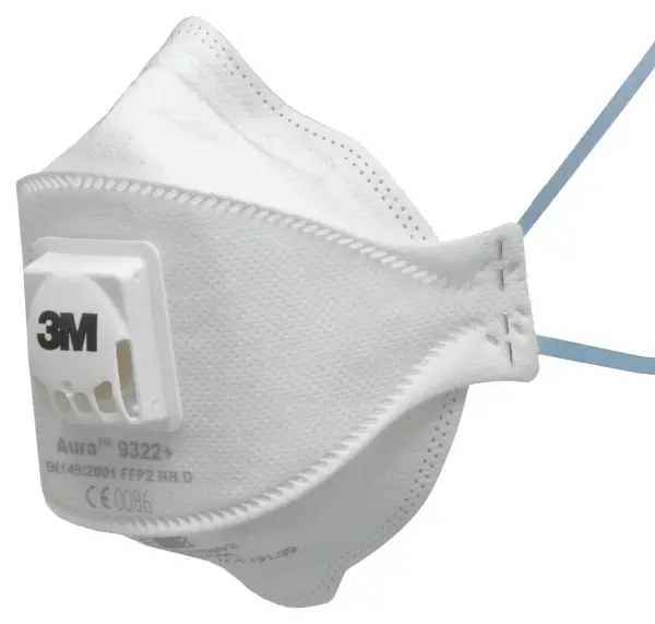3M P2 (FFP2) 9322+ Foldable Valved Respirator, 10 Pack