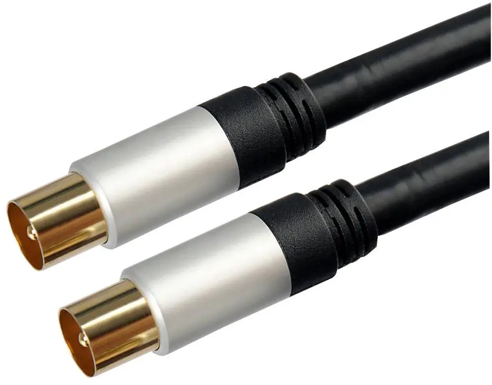 AV STAR TV Aerial Fly Lead - Coaxial Male to Male, 2m Black