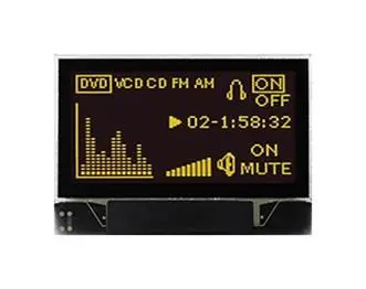 MIDAS DISPLAYS Graphic OLED Display Module, 3V - Yellow Black 128 x 64 3V