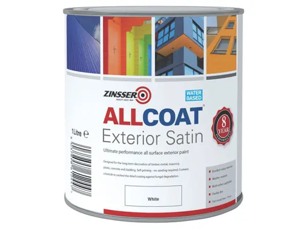 Zinsser AllCoat® Βαφή Εξωτερικού Χώρου, Λευκή, 1 Λίτρο