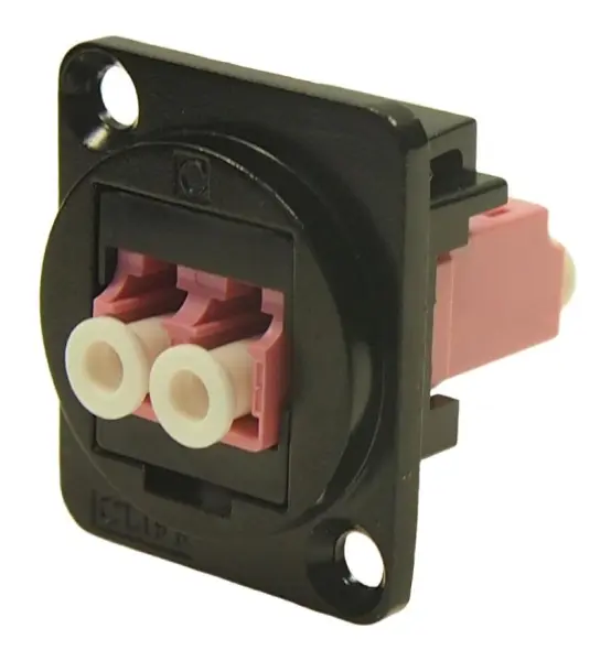 CLIFF Fibre Optic LC Duplex to LC Duplex Feedthrough Connector, Black, OM4