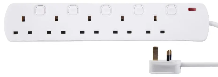 PRO ELEC - Μπριζόλα με 5 Θύρες και Ατομικούς Διακόπτες, 7.5m, Λευκή