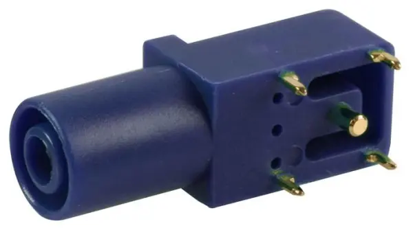 Cliff 4mm Right Angle PCB Banana Socket, Blue, 24A 1kV