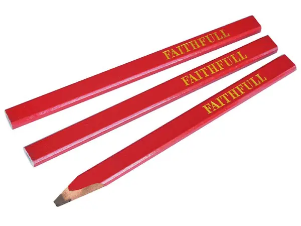 Faithfull Carpenter's Pencils - Red, Medium (Pack of 3)