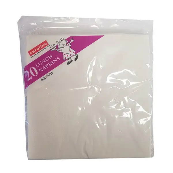 Caroline 2ply Paper Napkin Plain White 33x33cm, Pack of 25