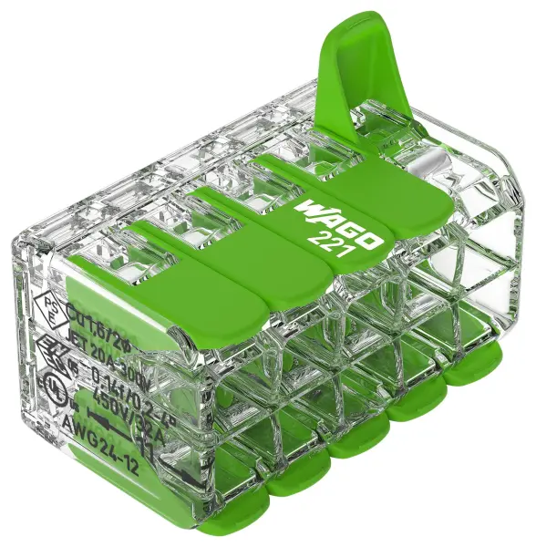 WAGO Green Range 10 Pole Lever-Lock Terminal Block, 4mm, 450V, 32A, 7g