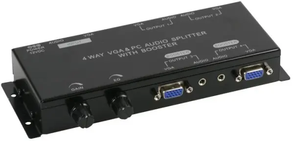 PRO SIGNAL 4-Wege VGA- und PC-Audio-Splitter mit Verstärker