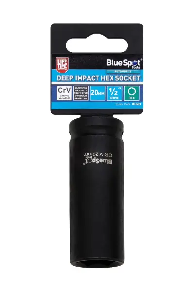 Blue Spot Tools - Soket Hex Impak Dalam 20mm, Chrome Vanadium