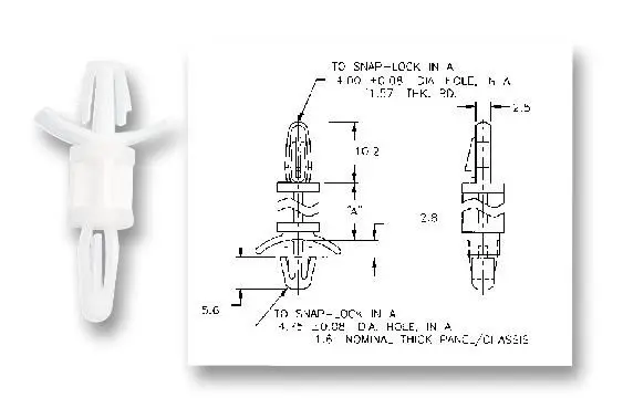 ESSENTRA Upevňovací podpěra DPS s možností uzamčení, 4,8 mm (balení 25 ks)