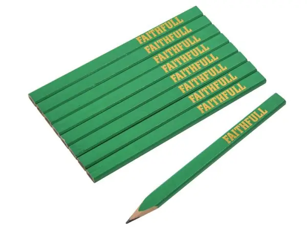 Faithfull Crayons de Charpentier FSC, Dur Vert (Lot de 10)