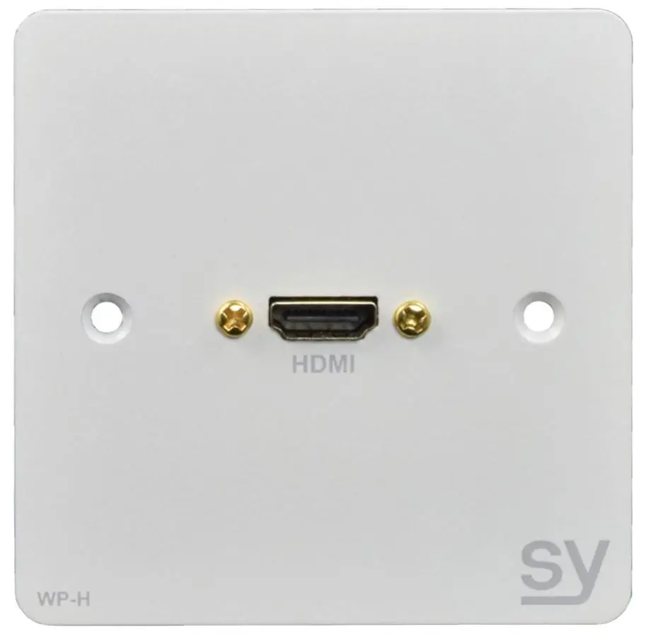 SY ELECTRONICS Placca Parete HDMI 1-Via Sottile, Design Metallico, Bianco Perla
