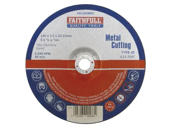 Faithfull Depressed Centre Metal Cutting Disc 230x3.2mm