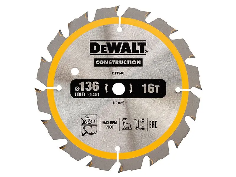 DEWALT Hoja de Sierra para Construcción 136mm x 10mm x 16D