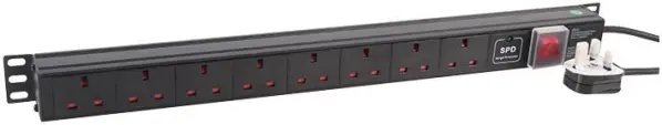LMS DATA 1U 8-Weg 13A Overspanningsbeveiligde PDU, Verticaal, 240V