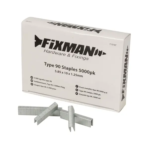 Fixman Grampos Tipo 90, Uso Pesado, Coroa 5.8mm, 5000un.