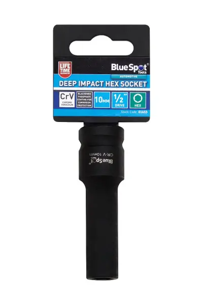 Blue Spot Tools - Soket Hex Dalaman Impak 10mm, Pacuan 1/2in