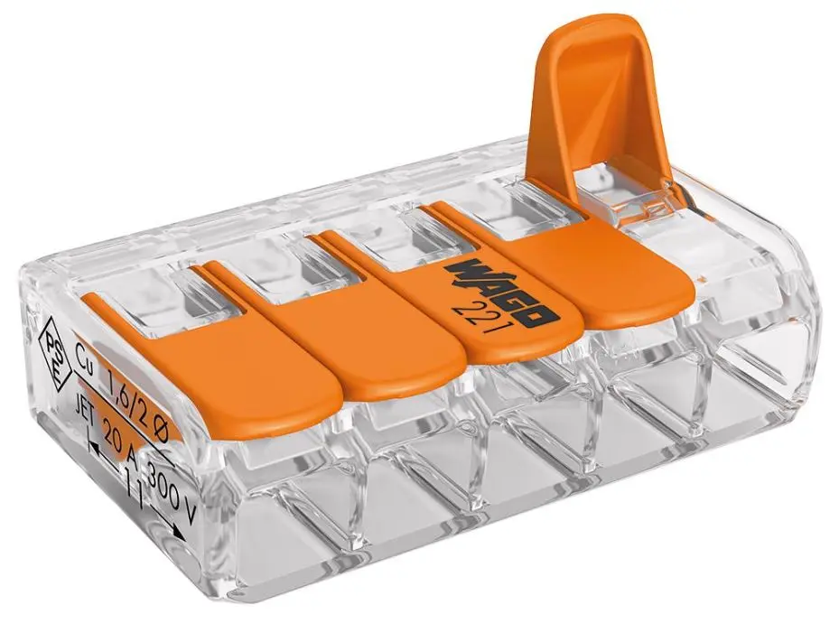 WAGO 221 Series 5-Way Terminal Block, 32A, 450V, 4mm²