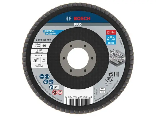 Bosch PRO X571 Flap Disc, Angled 115x22.23mm, G40