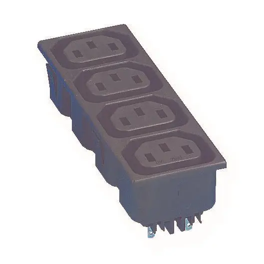 Bulgin Quad IEC C13 Outlet Snap-In Flange Mount 15A 250V AC