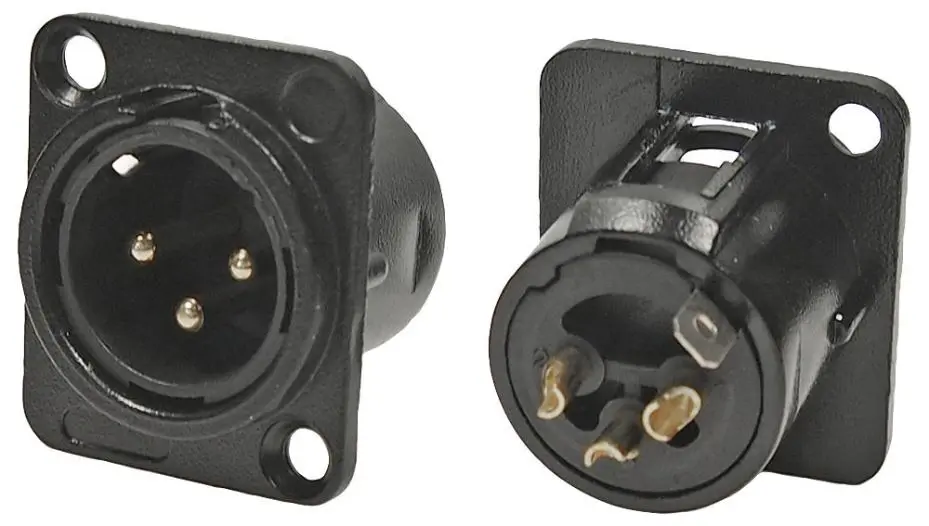 CLIFF 3-Pole XLR Panel Mount Plug, Black, Metal