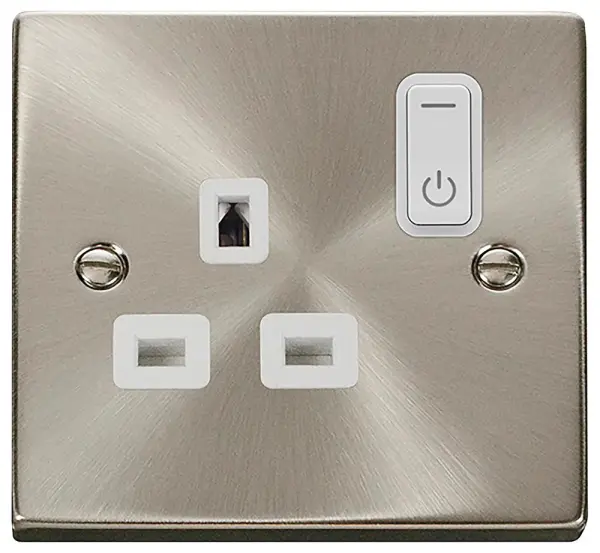 Click Smart Plus 1 Gang Smart Switched Socket, 13A, Satin Chrome