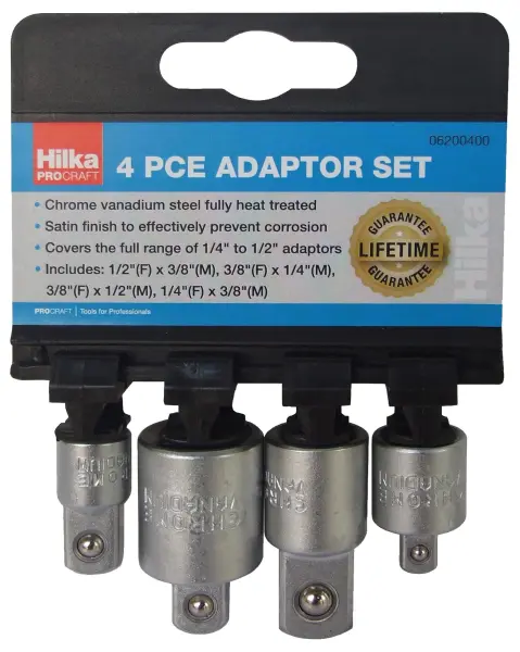 Hilka Pro-Craft 1/4” to 1/2” Socket Adaptor Set, 4-Piece