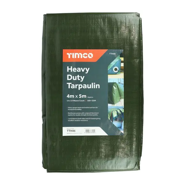 Timco Heavy Duty Tarpaulin 4m x 5m - Green