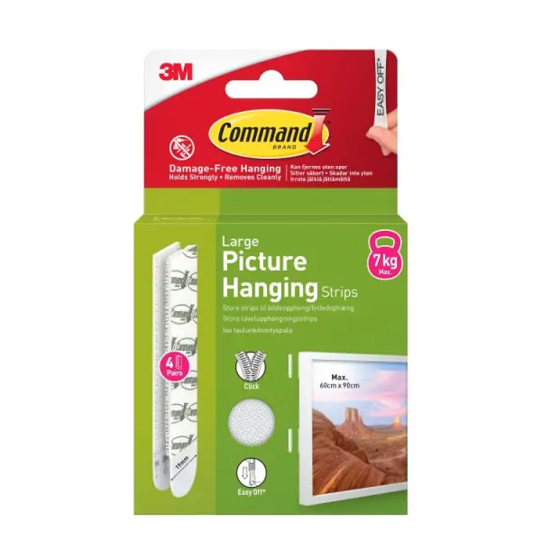 Command Large Picture Hanging Strips 7.2kg 4pk