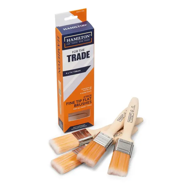 Hamilton Fine Tip Flat Paint Brushes 1.5″ (4 Pack)