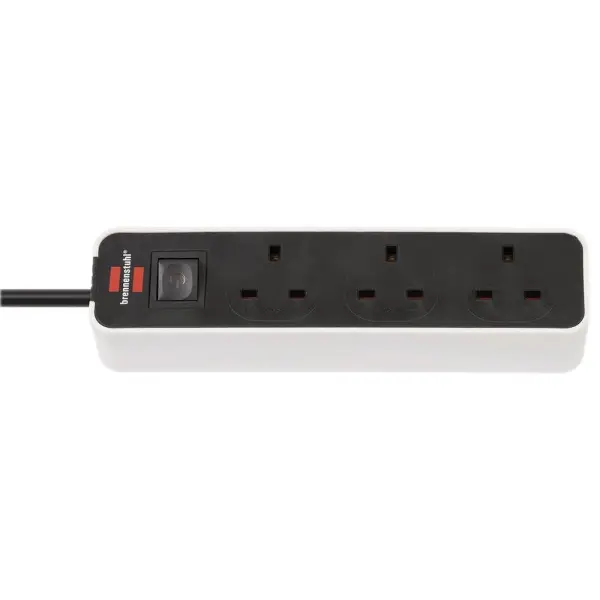 Brennenstuhl Ecolor 3 Gang Mains Extension Lead, 3m, Black/White